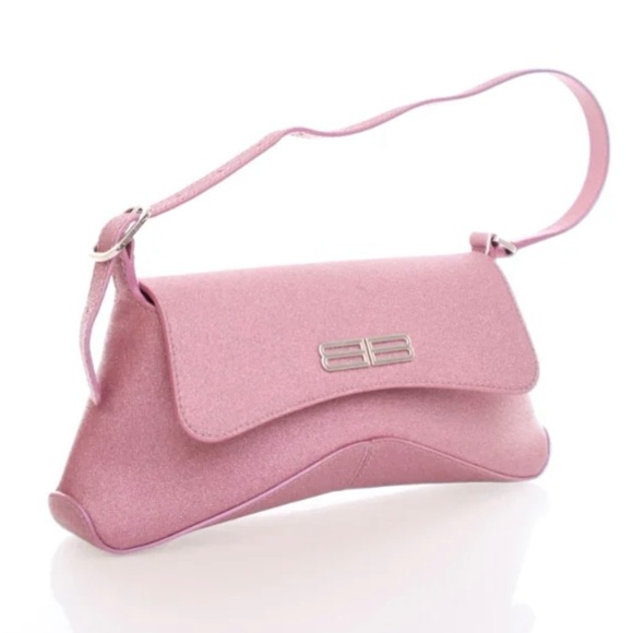 Balenciaga Adjustable Strap Pink Sparkle Shoulder Bag - Picture 3 of 9